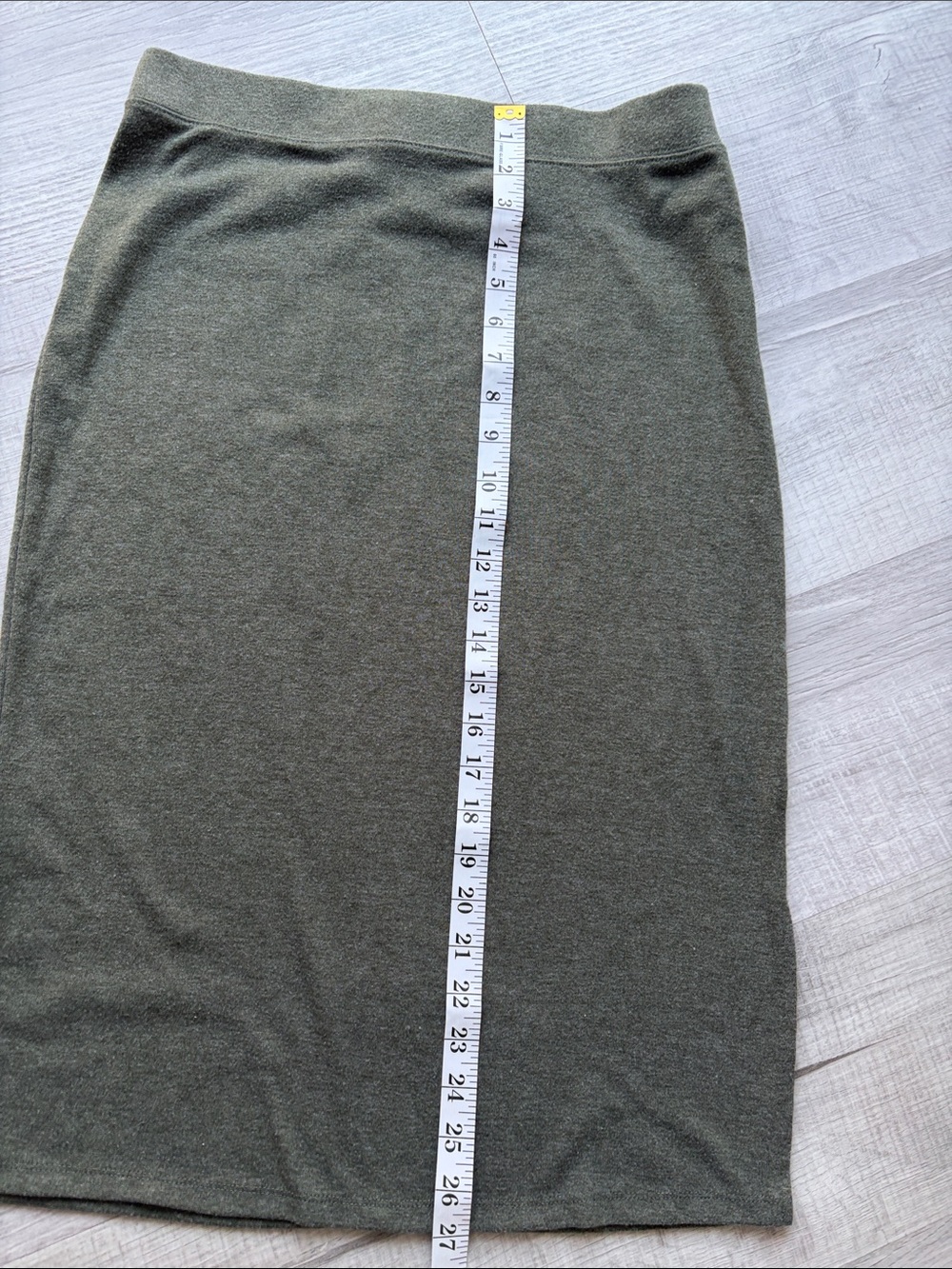 Saturday, Sunday Anthropologie Heathered Olive Green Midi Pencil Skirt, Size M. - Picture 8 of 14
